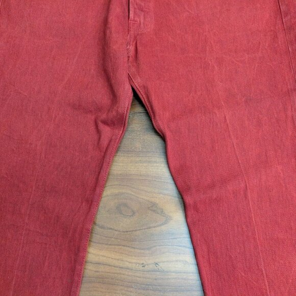 Levi's 501 XX Red Jeans - Black Button Fly Mens Size 38x30 Crease Lines Straight - Picture 4 of 13